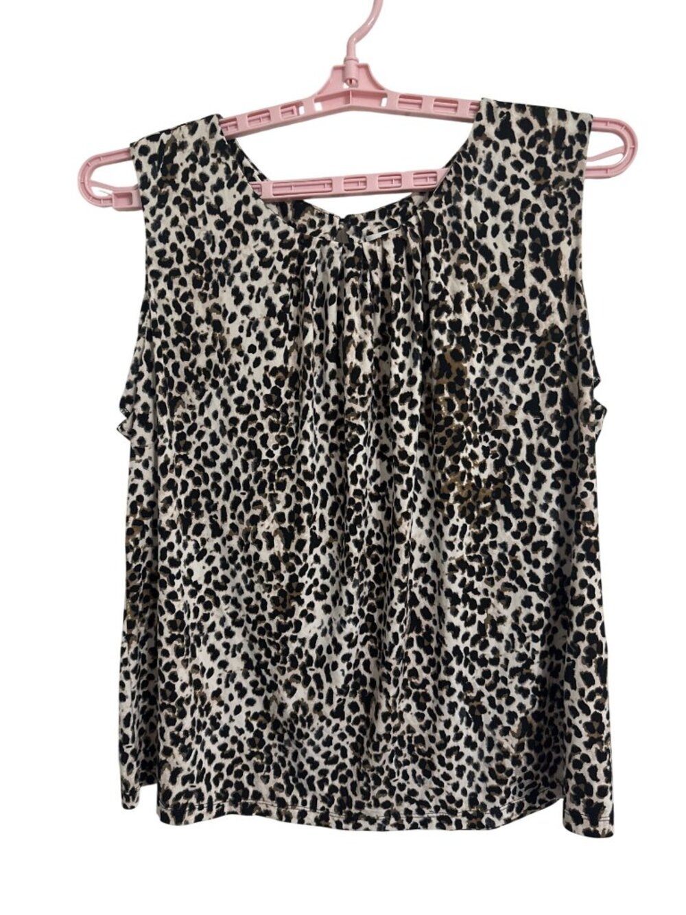 Calvin Klein Womens Leopard Print Tank Blouse 2X Career Capsule Travel